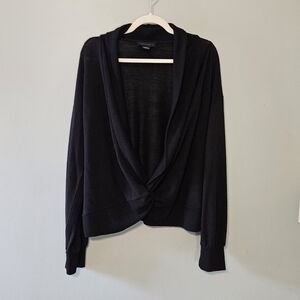 Sanctuary Black Twist-Front Draped Cardigan